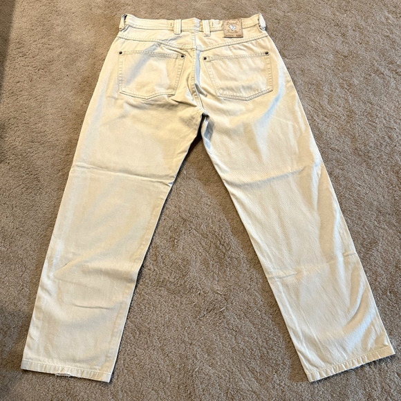 Diesel Saddle Jeans Mens Western Cowboy Beige Button Fly Pants Logo 33x28.5 - Picture 1 of 14